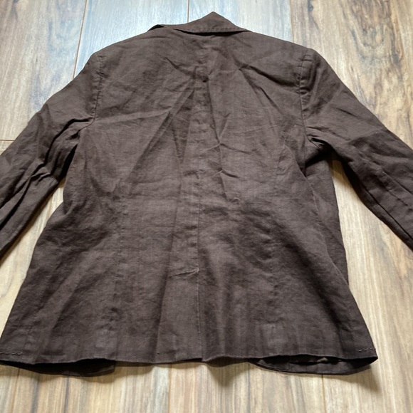 Brown Linen Womens Suit Jacket Blazer - Picture 7 of 7